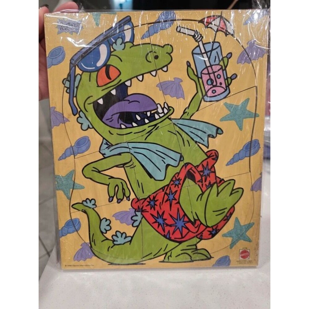 Vtg 1998 Mattel Viacom Wooden Puzzle Nickelodeon Rugrats Reptar On The Beach